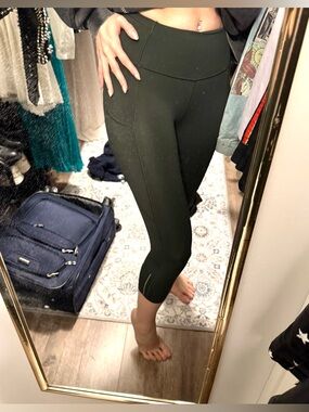 Lululemon Dark Green High-Rise Crop Leggings Size 4